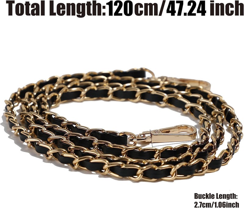 UU Metal Chain Strap, 47" Purse Straps Replacement, DIY Purse Chain Accessories, Crossbody Bag and Handbag Strap with Metal Buckles (Black & Gold) - Image 5
